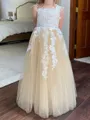 Dreamy A-Line Scoop Applique Floor-Length Tulle Flower Girl Dress