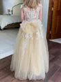 Dreamy A-Line Scoop Applique Floor-Length Tulle Flower Girl Dress