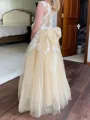 Dreamy A-Line Scoop Applique Floor-Length Tulle Flower Girl Dress