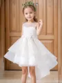Adorable A-Line Scoop Applique Asymmetrical Tulle Flower Girl Dress