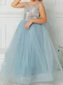 Charming A-Line Scoop Applique Floor-Length Tulle Flower Girl Dress
