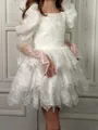 Innocent A-Line Square Long Sleeves Lace Short/Mini Tulle Flower Girl Dress