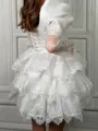 Innocent A-Line Square Long Sleeves Lace Short/Mini Tulle Flower Girl Dress