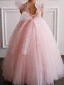 Angelic Ball-Gown Scoop Applique Floor-Length Tulle Flower Girl Dress