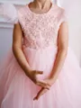 Angelic Ball-Gown Scoop Applique Floor-Length Tulle Flower Girl Dress