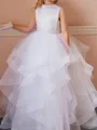 Graceful A-Line Scoop Bowknot Floor-Length Tulle Flower Girl Dress