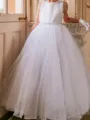 Fairy-tale A-Line Scoop Bowknot Floor-Length Tulle Flower Girl Dress