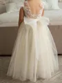 Whimsical A-Line Scoop Applique Floor-Length Tulle Flower Girl Dress