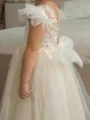 Whimsical A-Line Scoop Applique Floor-Length Tulle Flower Girl Dress
