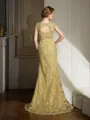 Regal Trumpet/Mermaid Scoop Sleeveless Sweep Train Lace Mother of the Bride Dress With Lace