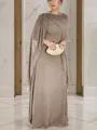 Unique Sheath/Column Scoop Sleeveless Floor-Length Chiffon Mother of the Bride Dress