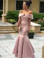 Trumpet/Mermaid Off-the-Shoulder Sleeveless Floor-Length Statuesque Satin Mother of the Bride Dress