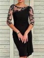 Gorgeous Sheath Scoop 3/4 Sleeves Knee-Length Chiffon Mother Of The Bride Dress