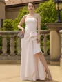 Balanced Sheath Strapless Ruffles Sweep Train Charmeuse Mother Of The Bride Dresses