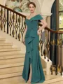 Unique Sheath Chiffon Ruffles Off-The-Shoulder Floor-Length Mother Of The Bride Dresses