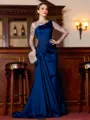 Glamorous Sheath Scoop Pleated Sweep Train Satin Mother Of The Bride Dress