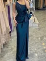 Breathtaking Sheath One-Shoulder Flower Floor-Length Satin Corset Mother of the Bride Dress