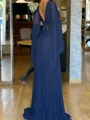 Gorgeous A-line V-Neck Long Sleeves Beading Floor-Length Chiffon Corset Mother of the Bride Dress