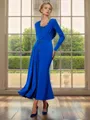 Chic Sheath Sweetheart Long Sleeves Appliques Lace Ankle-Length Stretch Crepe Corset Mother of the Bride Dress