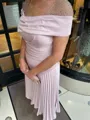 Endearing A-Line Square Short Sleeves Ruffles Ankle-Length Satin Chiffon Corset Mother of the Bride Dress