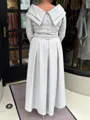 Gorgeous A-Line V-Neck 3/4 Sleeves Ruffles Ankle-Length Stretch Crepe Mother of the Bride Dress