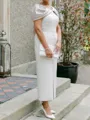 Unique Sheath V-Neck Short Sleeves Bow Ankle-Length Stretch Crepe Mother of the Bride Dress