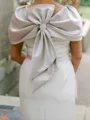 Unique Sheath V-Neck Short Sleeves Bow Ankle-Length Stretch Crepe Mother of the Bride Dress