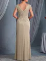 Refined Sheath V-Neck Ruffles Floor-Length Chiffon Mother of the Bride Dress