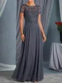 Chic A-Line Scoop Appliques Lace Floor-Length Chiffon Mother of the Bride Dress
