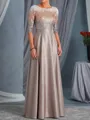 Understated A-Line Scoop Sequin Floor-Length Satin Mother of the Bride Dress