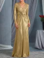 Gracious Sheath V-Neck Pleated Floor-Length Mother of the Bride Dress