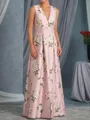Chic A-Line V-Neck Ruffles Floor-Length Corset Mother of the Bride Dress