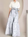 Modest A-Line High Neck 1/2 Sleeves Bow Floor-Length Corset Mother of the Bride Dress