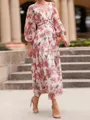 Regal A-Line V-Neck Long Sleeves Pleated Ankle-Length Mother of the Bride Dress