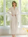 V-neck Long Sleeves Ankle-Length Lace Robe