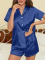 V-neck Short Sleeves Short/Mini Ruffles 2-Piece Set