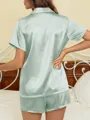 V-neck Short Sleeves Short/Mini Ruffles 2-Piece Set