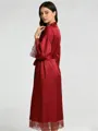 V-neck Long Sleeves Ankle-Length Lace Robe
