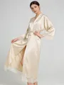 V-neck Long Sleeves Ankle-Length Lace Robe