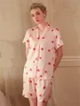 V-neck Short Sleeves Short/Mini Print 2-Piece Set