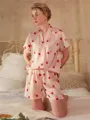 V-neck Short Sleeves Short/Mini Print 2-Piece Set
