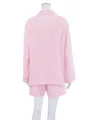 V-neck Long Sleeves Short/Mini Cotton Contrast Hand-piped