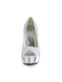 Women's Satin Stiletto Heel Peep Toe Platform White Wedding Shoes With Rhinestone