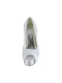Women's Satin Stiletto Heel Peep Toe Platform White Wedding Shoes With Rhinestone