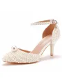 Women's Leatherette With Pearl Closed Toe Stiletto Heel Wedding Shoes