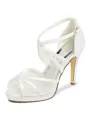 Women's Satin Peep Toe With Buckle Stiletto Heel Wedding Shoes