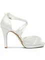 Women's Satin Peep Toe With Buckle Stiletto Heel Wedding Shoes