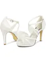 Women's Satin Peep Toe With Buckle Stiletto Heel Wedding Shoes