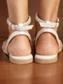 Women's PU With Rhinestone Peep Toe Flat Heel Wedding Shoes
