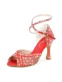 Women's Satin Peep Toe With Rhinestone Stiletto Heel Shoes